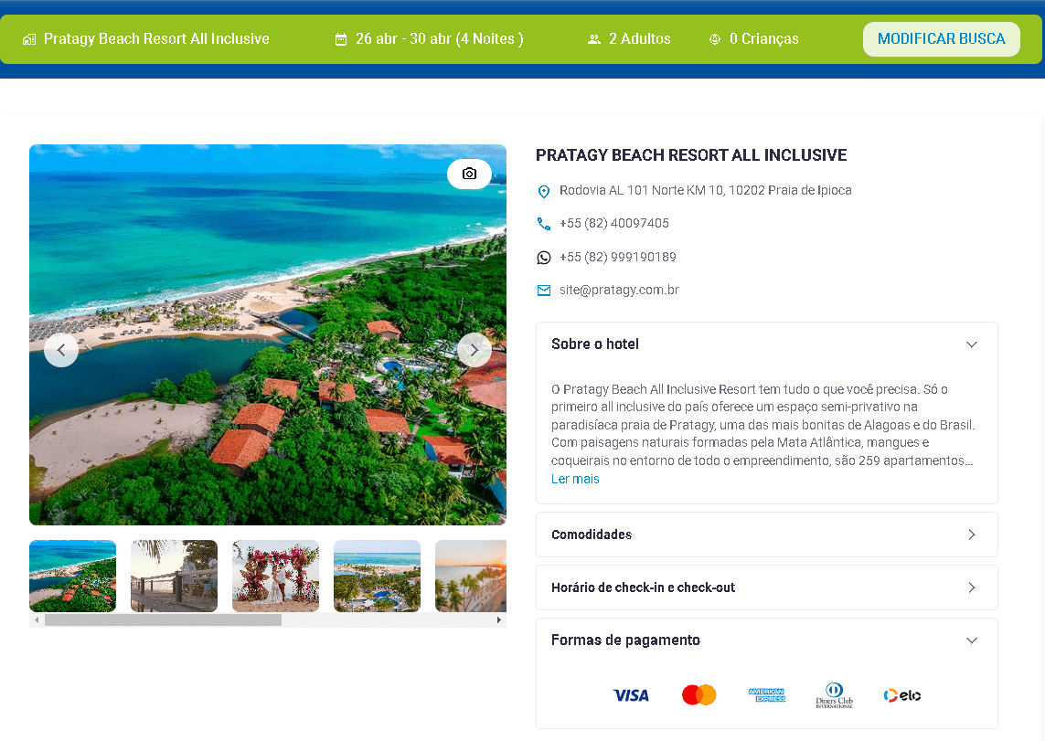 Painel do motor de reservas Letsbook